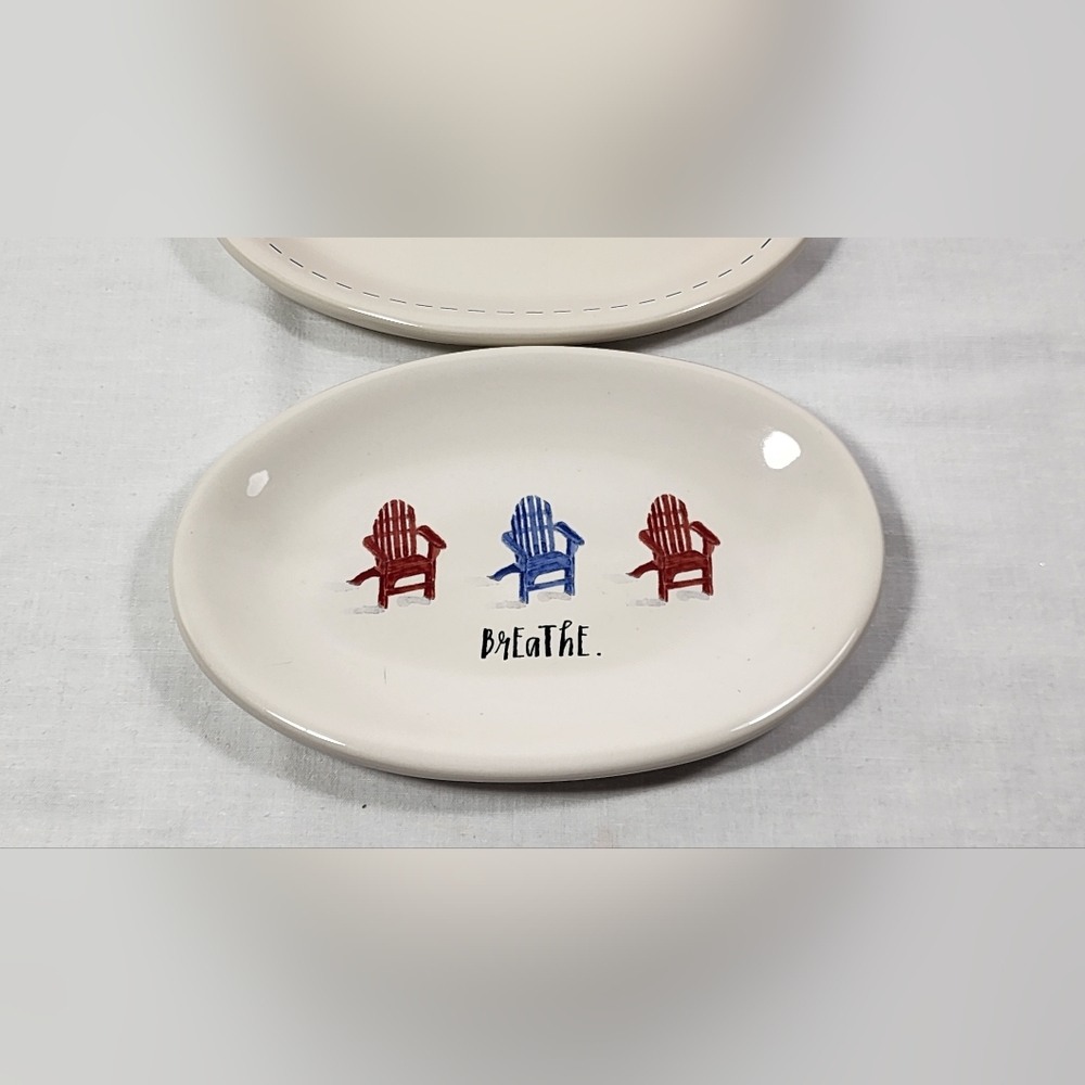 NEW RAE DUNN JULY FOURTH / BREATHE SNACK PLATE  ARTISAN COLLECTION BY MAGENTA - Picture 2 of 8